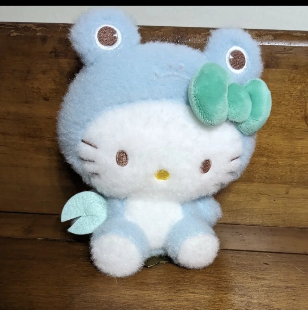 Sanrio Hello Kitty Frog Kigurumi Blue Soft and Fluffy 11" Plushie - Picture 1 of 6